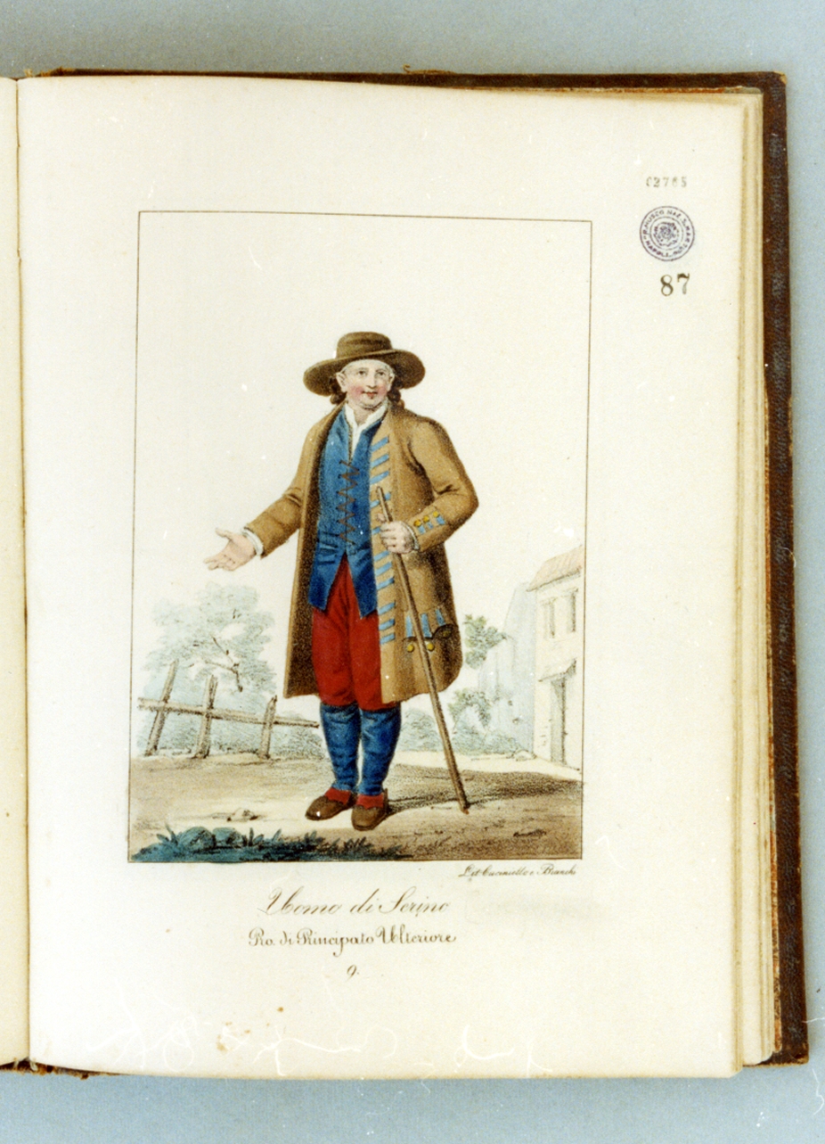 figura maschile in costume tradizionale (stampa a colori) di Bianchi Lorenzo, Cuciniello Domenico (sec. XIX)