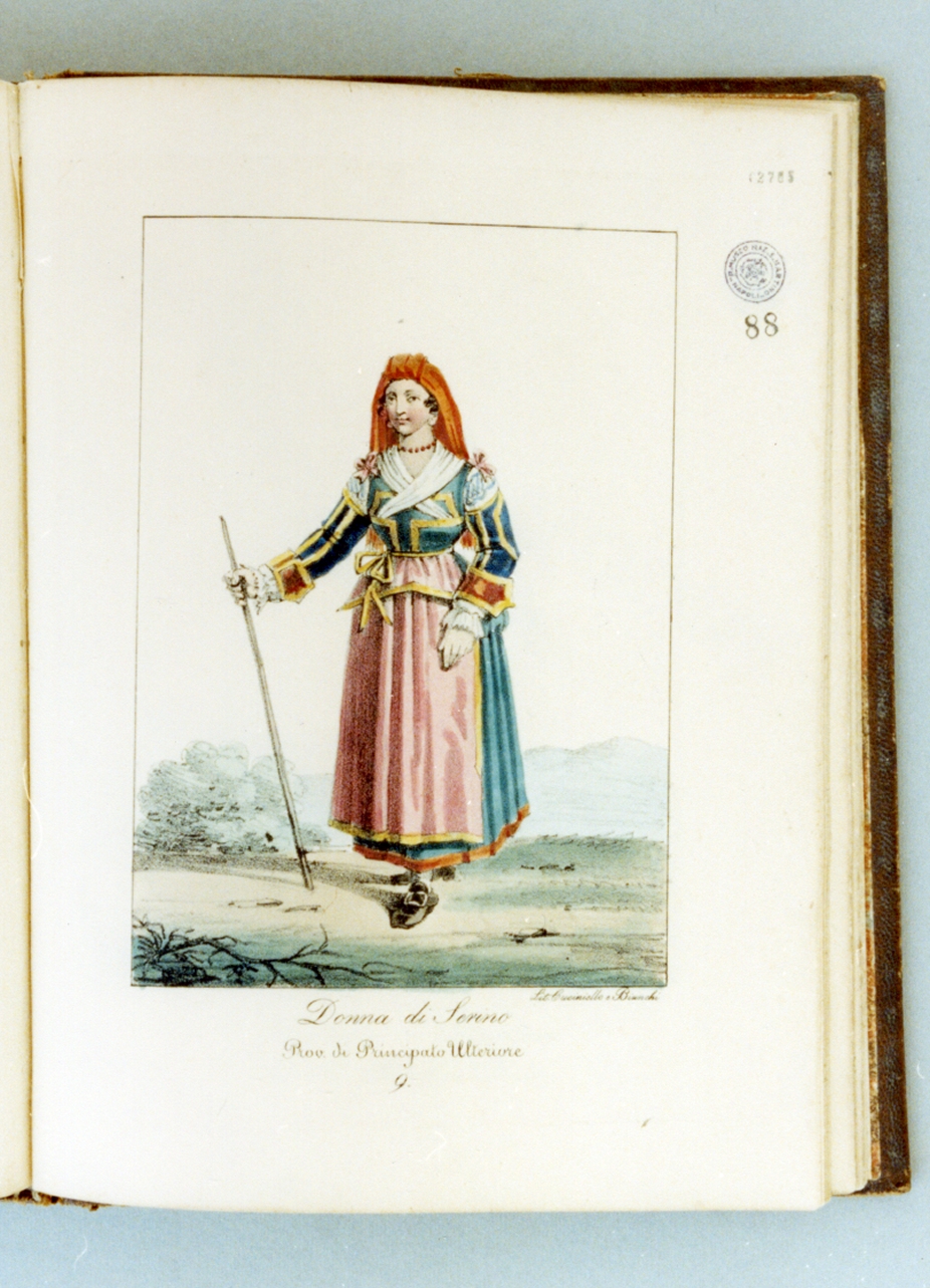 figura femminile in costume tradizionale (stampa a colori) di Cuciniello Domenico, Bianchi Lorenzo (sec. XIX)