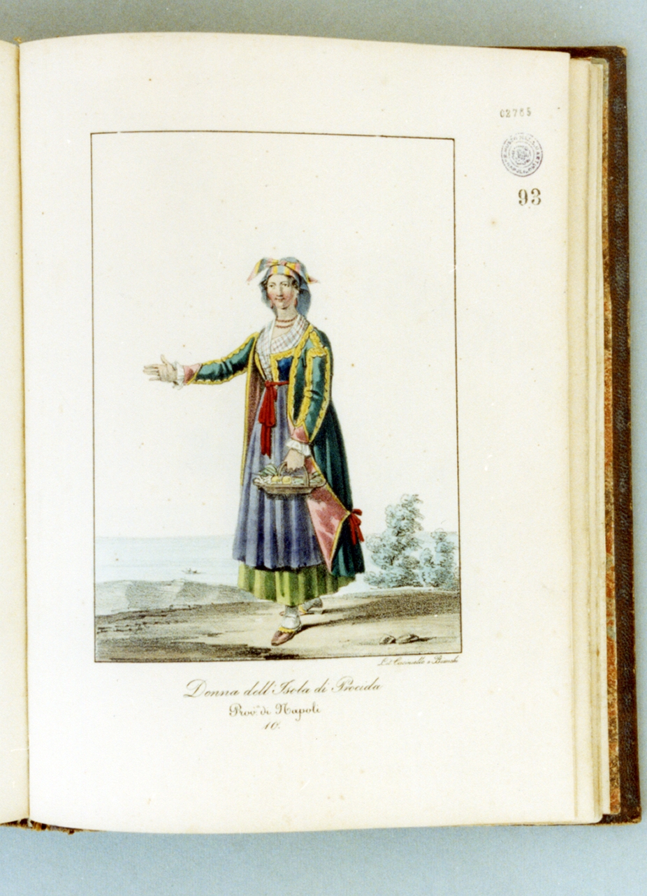 figura femminile in costume tradizionale (stampa a colori) di Cuciniello Domenico, Bianchi Lorenzo (sec. XIX)