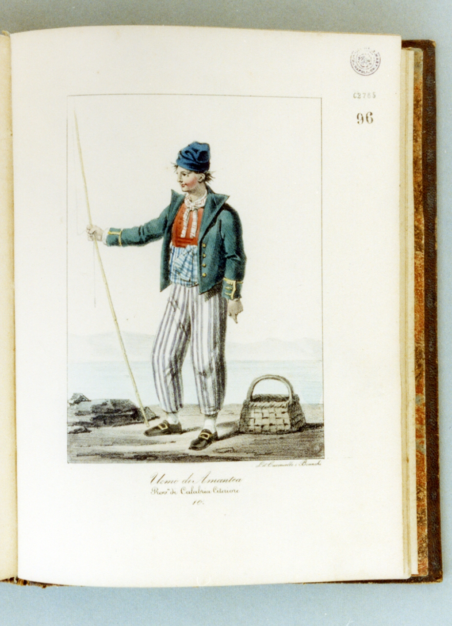 figura maschile in costume tradizionale (stampa a colori) di Cuciniello Domenico, Bianchi Lorenzo (sec. XIX)