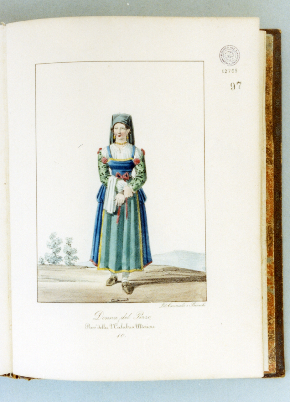 figura femminile in costume tradizionale (stampa a colori) di Cuciniello Domenico, Bianchi Lorenzo (sec. XIX)