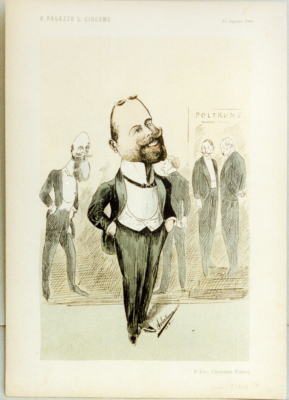 caricatura (stampa a colori) di Buonsollazzi Mario detto Solatium (sec. XX)