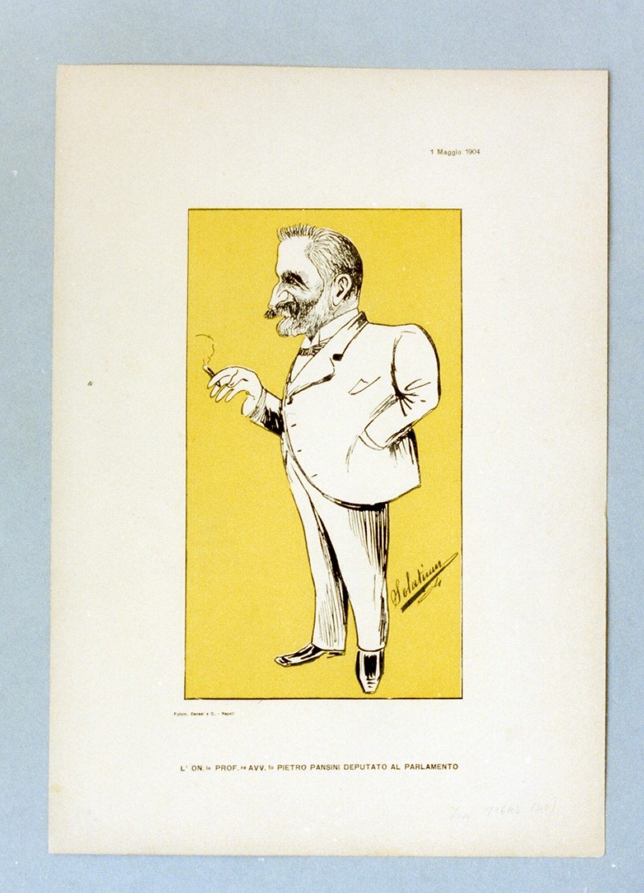 caricatura (stampa a colori) di Buonsollazzi Mario detto Solatium (sec. XX)