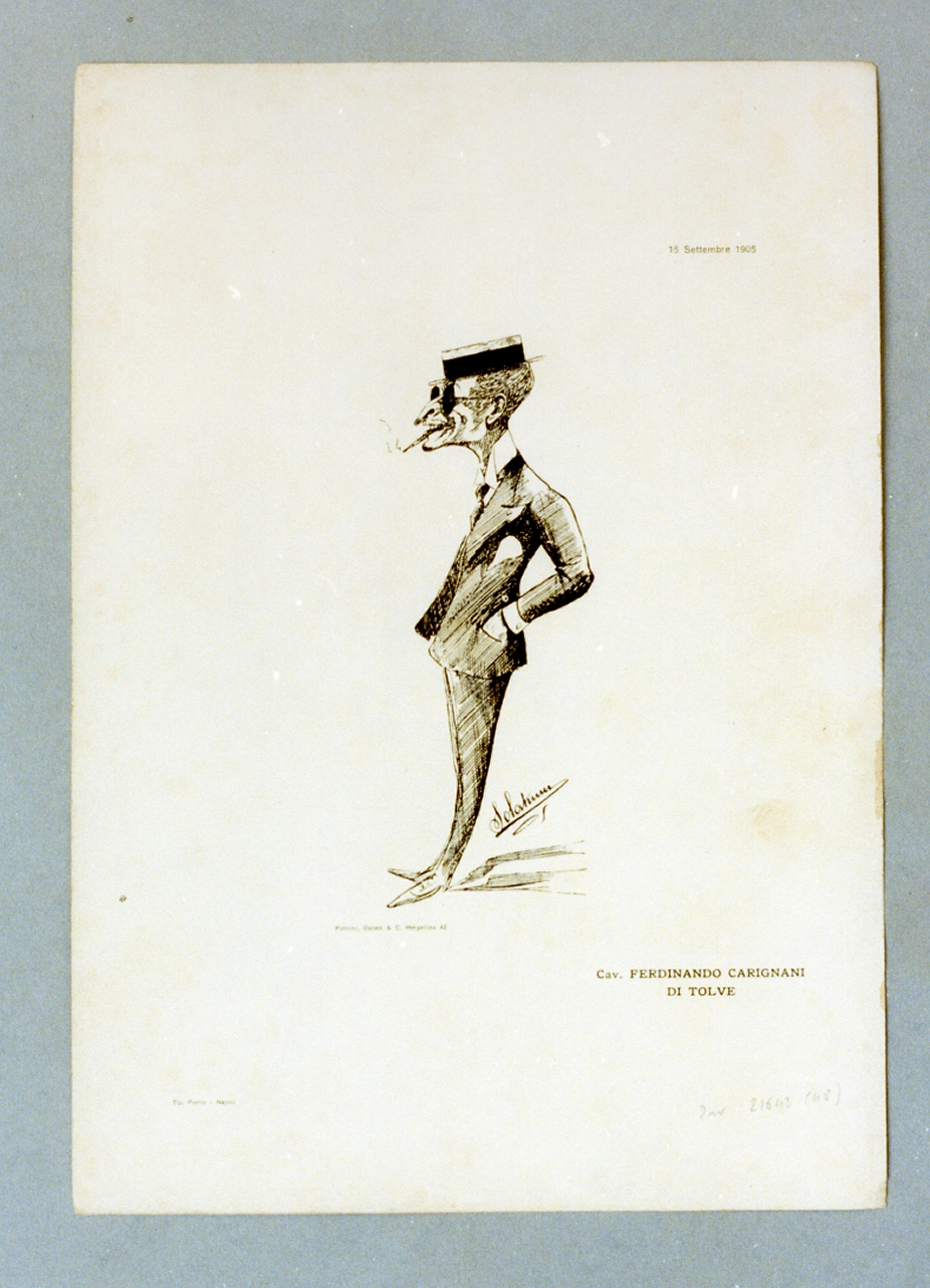 caricatura (stampa) di Buonsollazzi Mario detto Solatium (sec. XX)