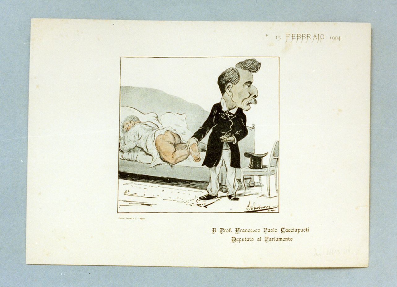 caricatura (stampa a colori) di Buonsollazzi Mario detto Solatium (sec. XX)