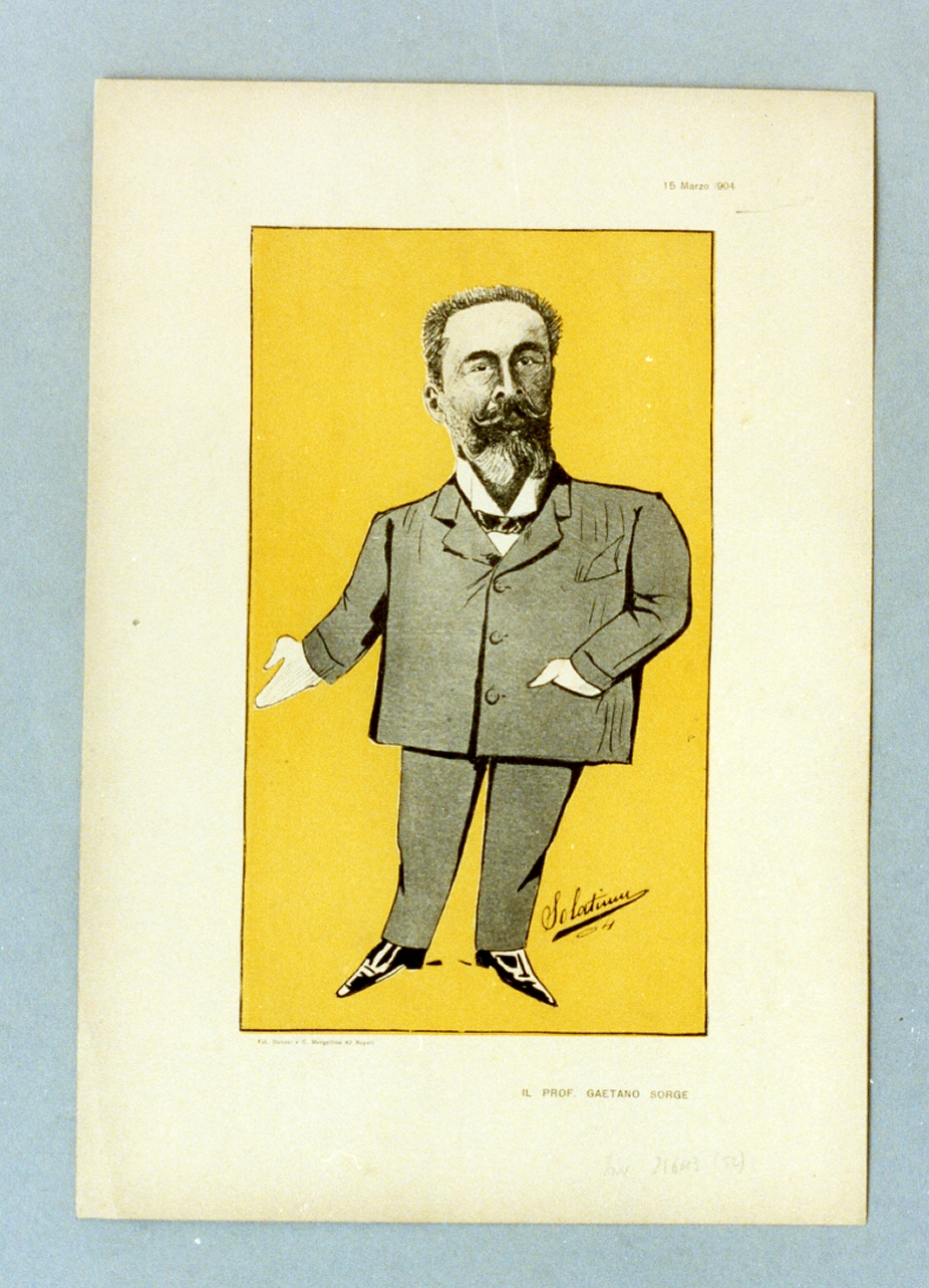 caricatura (stampa a colori) di Buonsollazzi Mario detto Solatium (sec. XX)