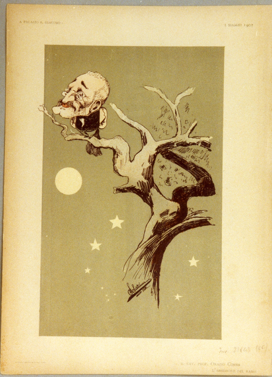 caricatura (stampa a colori) di Buonsollazzi Mario detto Solatium (sec. XX)