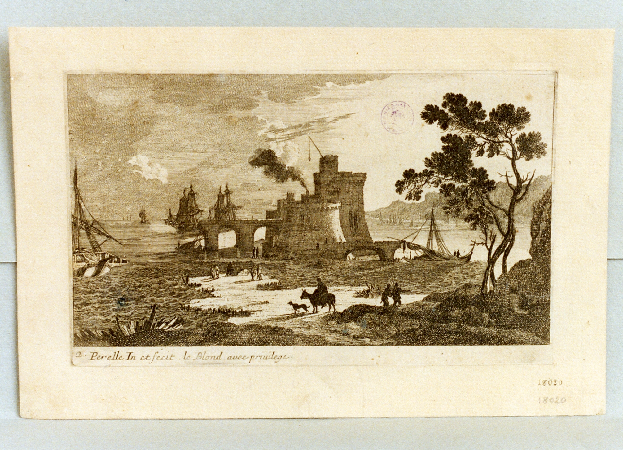 paesaggio marino (stampa) - ambito francese (sec. XVII)