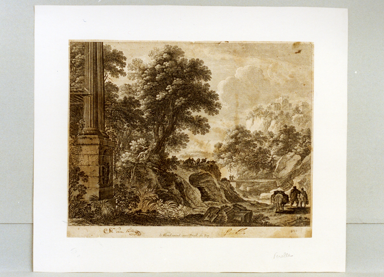 paesaggio con figure (stampa) - ambito francese (sec. XVII)
