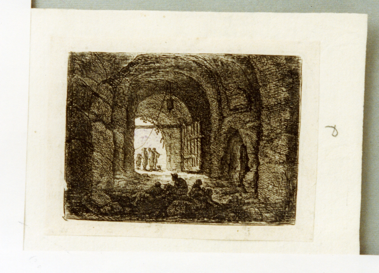 interno di grotta (stampa tagliata) di Weirotter Franz Edmund (sec. XVIII)