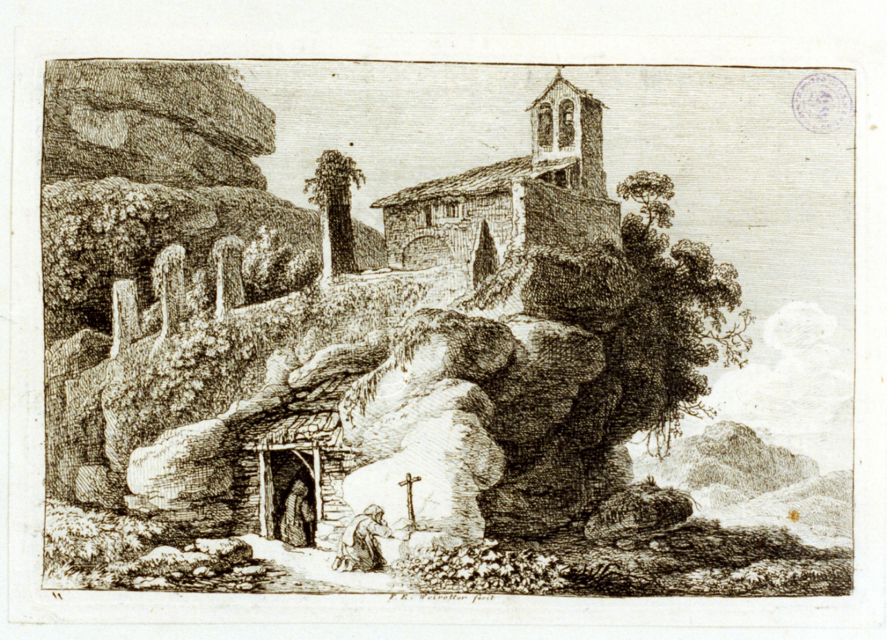 paesaggio montano (stampa tagliata) di Weirotter Franz Edmund (sec. XVIII)