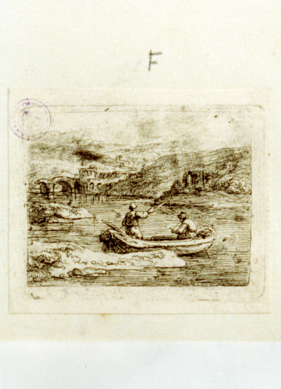 paesaggio fluviale (stampa tagliata) di Weirotter Franz Edmund (sec. XVIII)