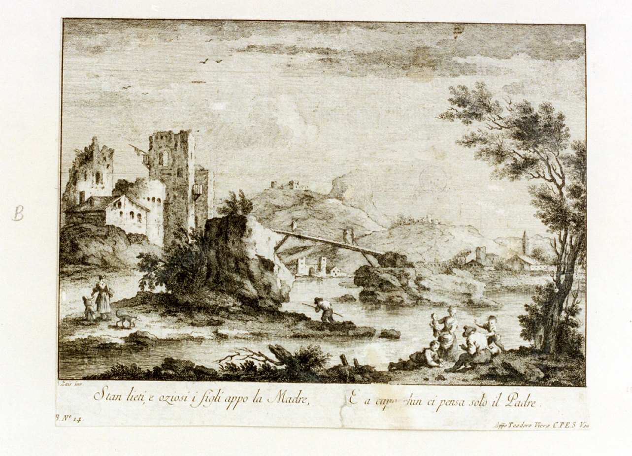 paesaggio fluviale (stampa) di Viero Teodoro (secc. XVIII/ XIX)