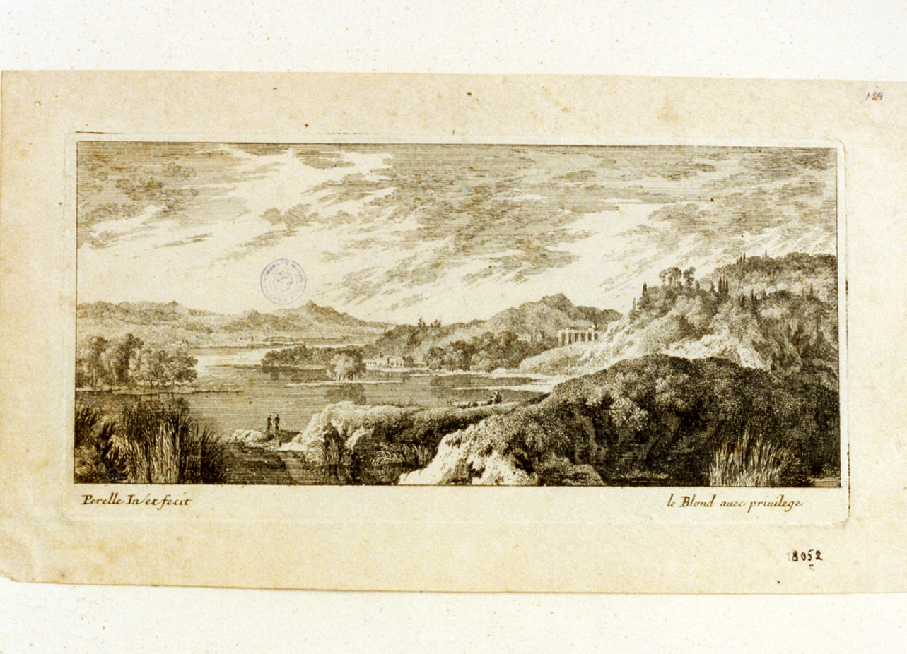 paesaggio lacustre (stampa) di Perelle Adam (sec. XVII)