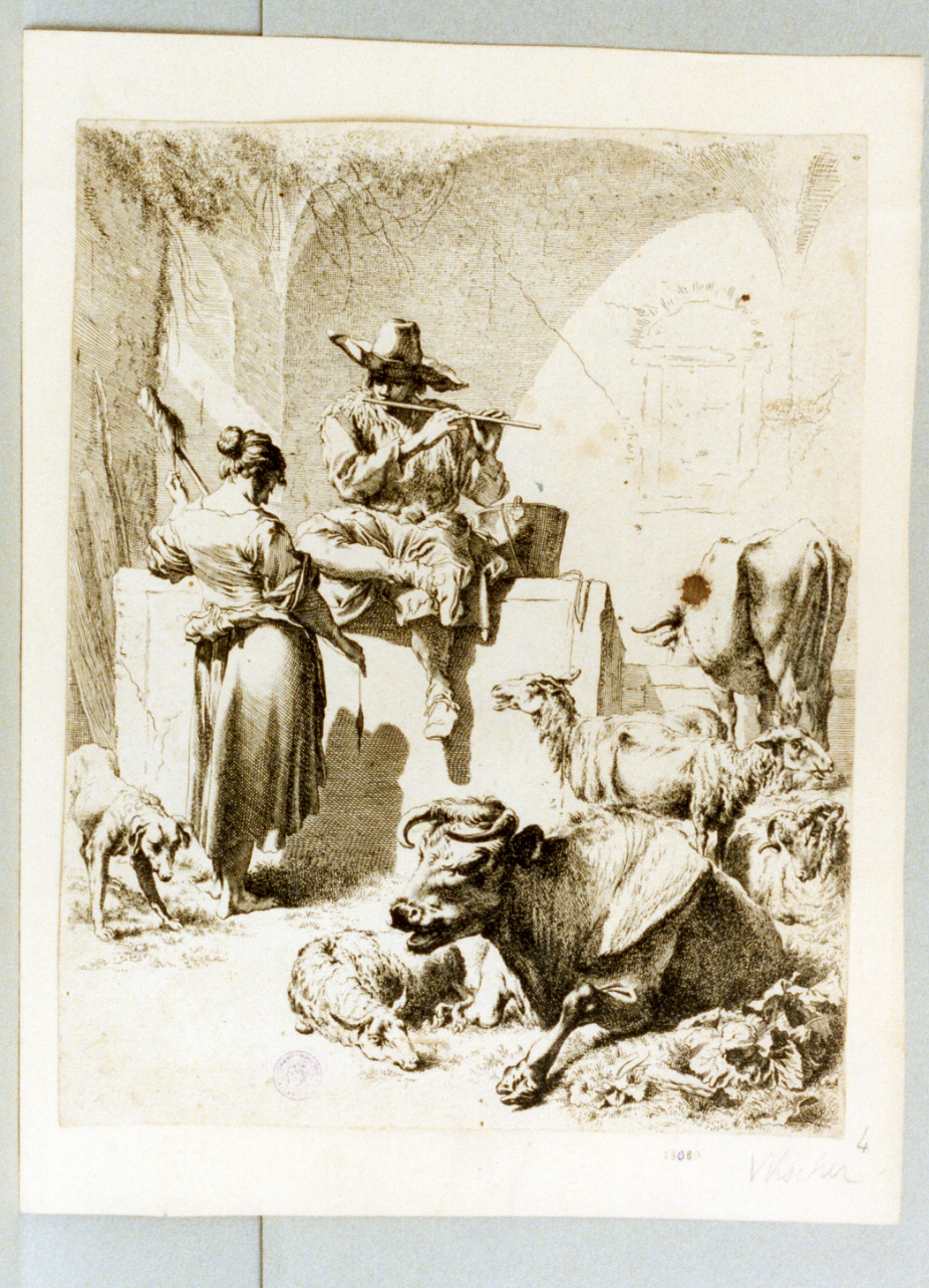 scena pastorale (stampa) di De Visscher Jan (sec. XVII)