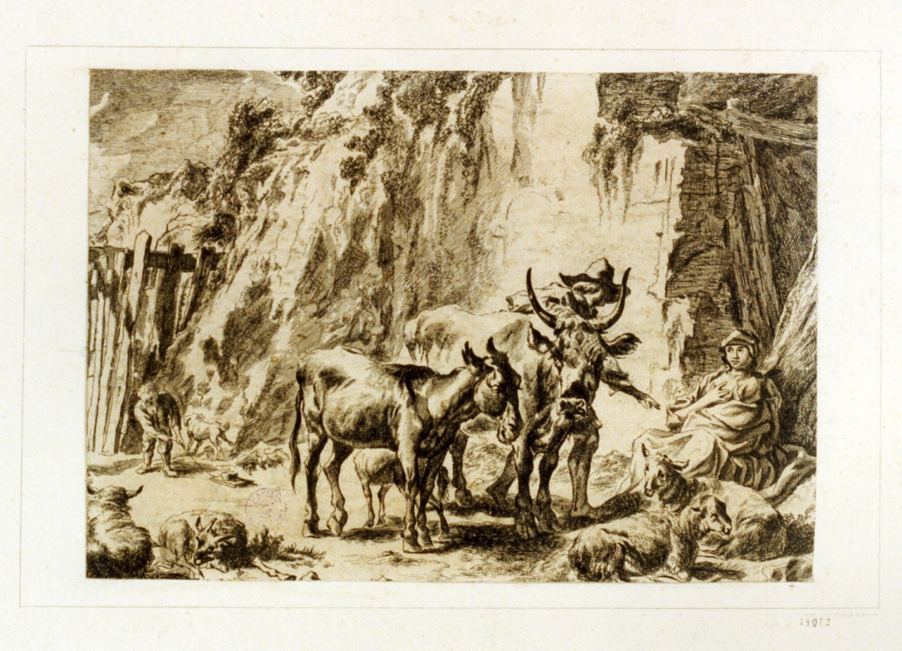 scena pastorale (stampa) - ambito tedesco (sec. XVII)