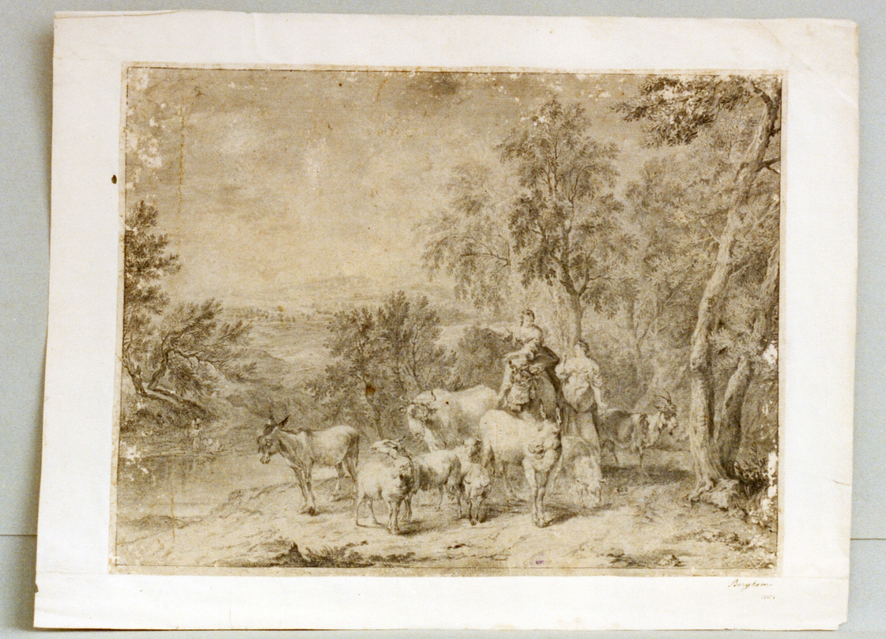 paesaggio fluviale (stampa) - ambito tedesco (secc. XVII/ XVIII)