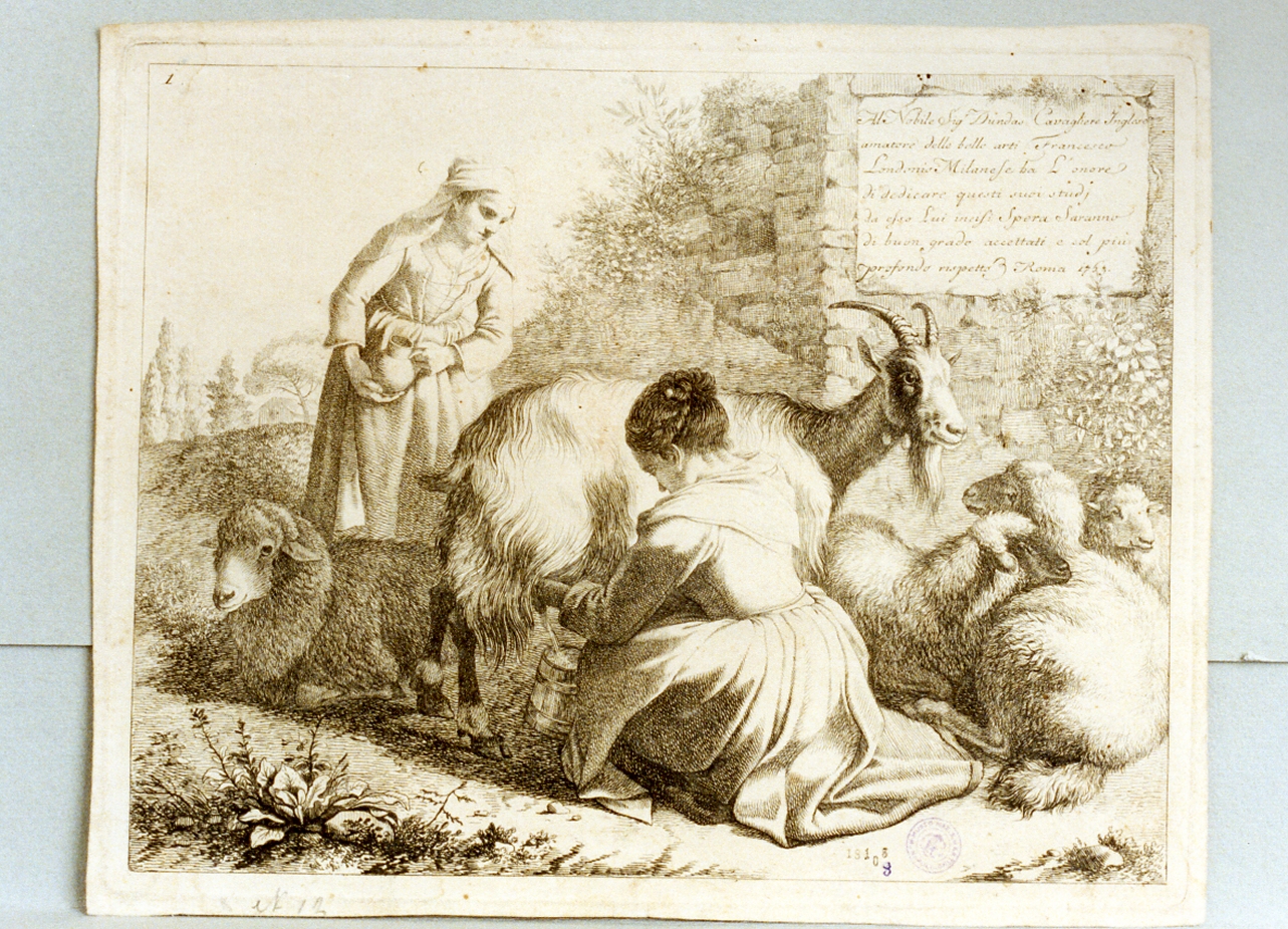 scena pastorale (stampa tagliata) di Londonio Francesco (sec. XVIII)