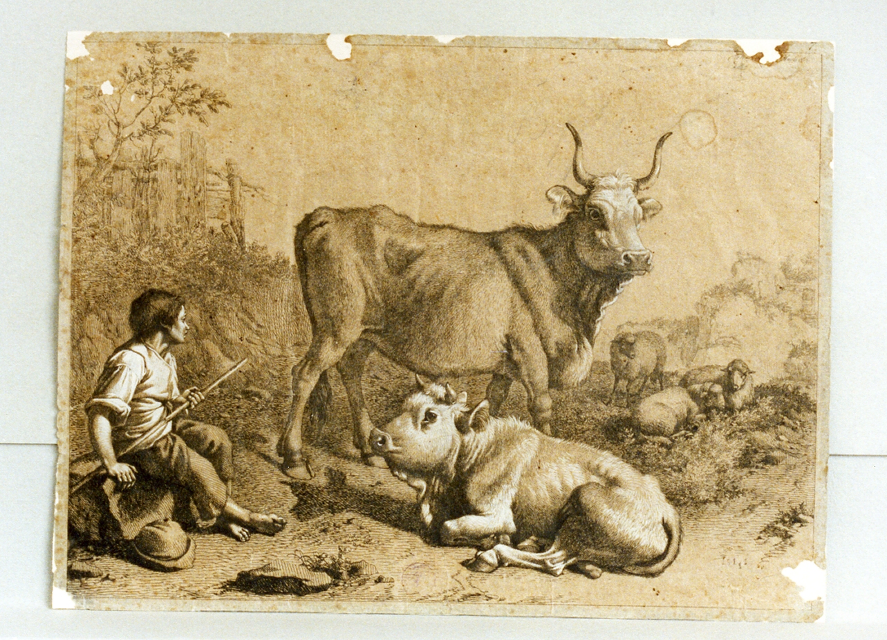 scena pastorale (stampa a colori) di Londonio Francesco (sec. XVIII)
