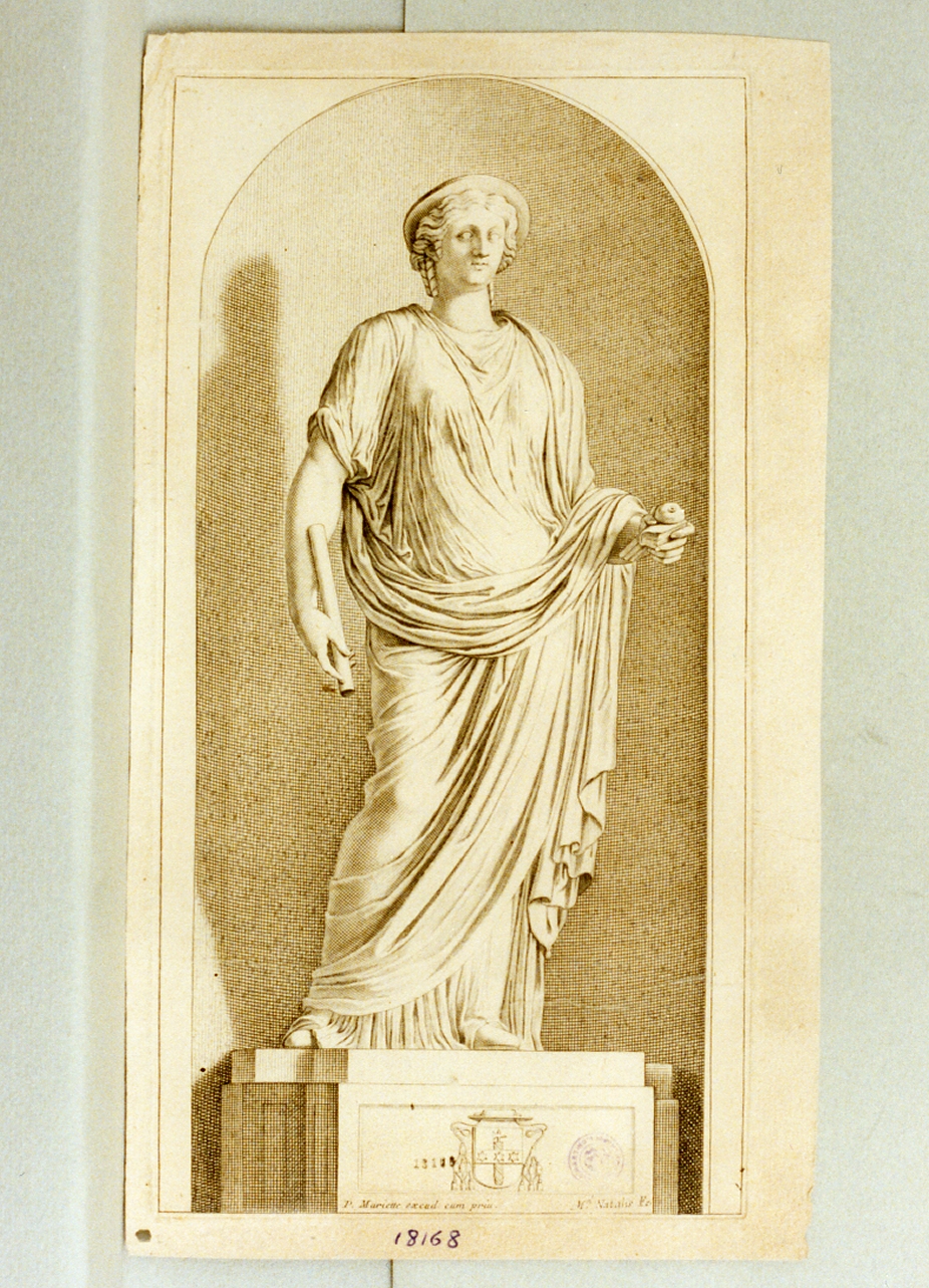 statua femminile (stampa tagliata) di Natalis Michel (sec. XVII)