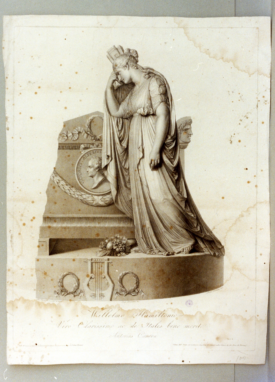 stele funeraria di Alfieri (stampa tagliata) di Canova Antonio, Durantini Luigi, Fontana Pietro (sec. XIX)