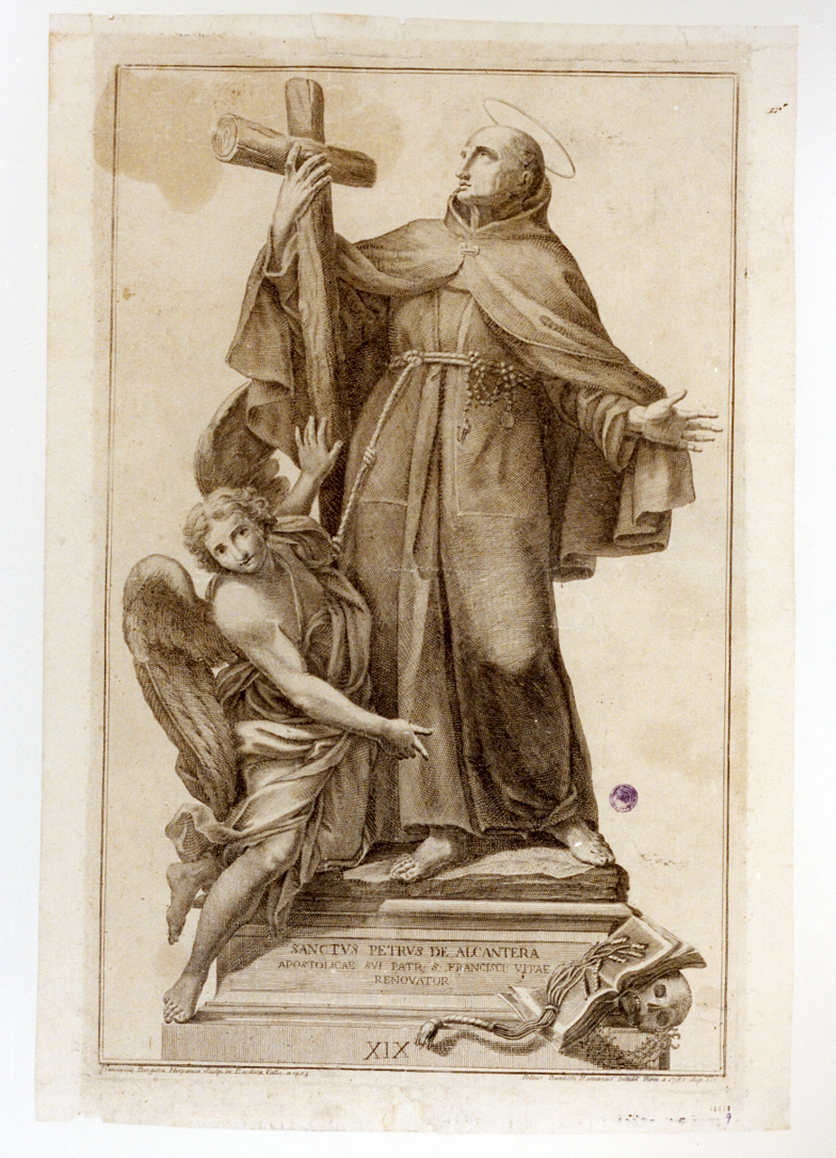 statua di San Pietro di Alcantara (stampa) di De Bergara Francisco, Bombelli Pietro Leone (sec. XVIII)