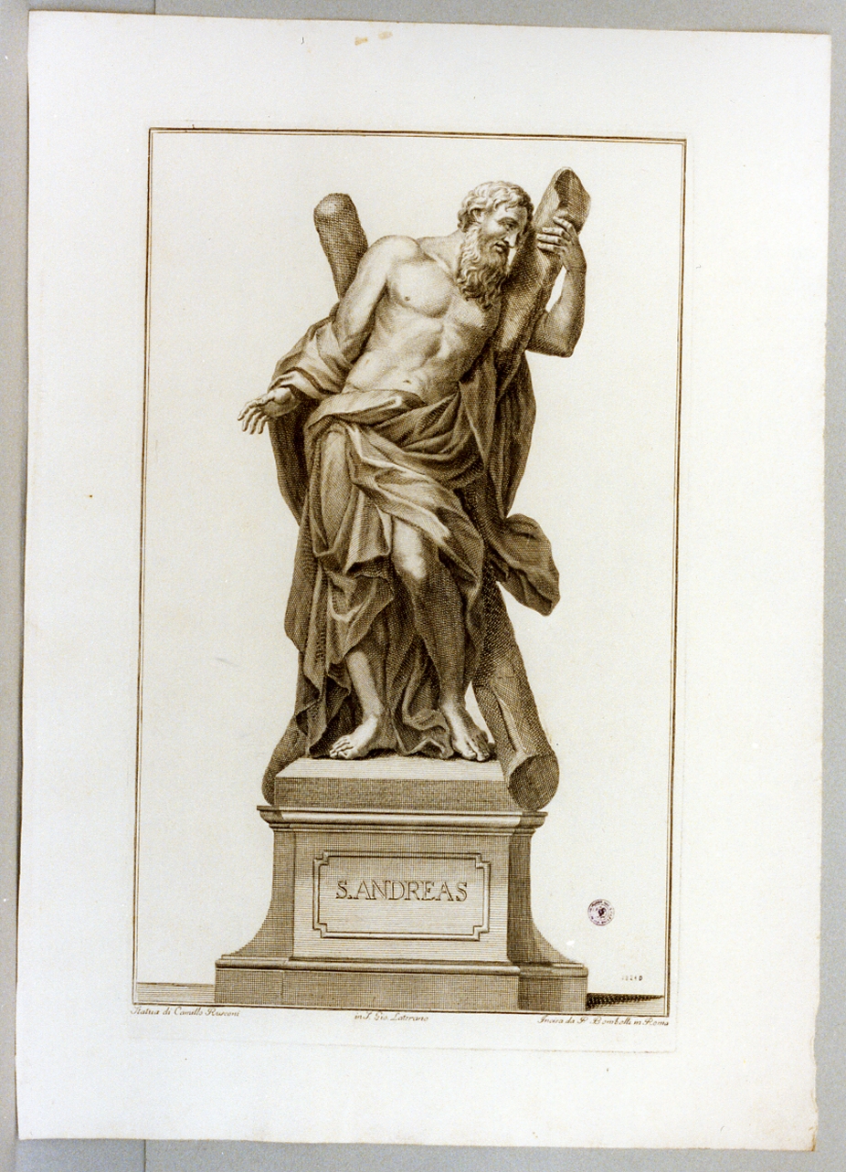 statua di Sant'Andrea (stampa) di Bombelli Pietro Leone, Rusconi Camillo (secc. XVIII/ XIX)