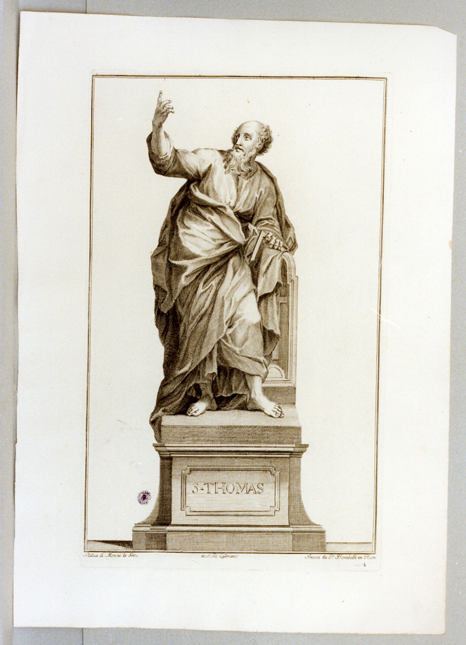 statua di San Tommaso (stampa) di Bombelli Pietro Leone (secc. XVIII/ XIX)