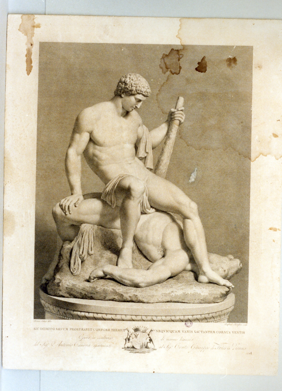 Teseo uccide il minotauro (stampa) di Morghen Raffaello (secc. XVIII/ XIX)