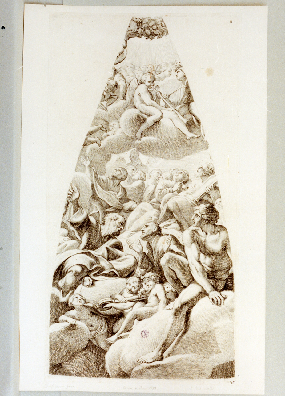 gloria di santi e angeli (stampa tagliata) di Lanfranco Giovanni (sec. XVII)