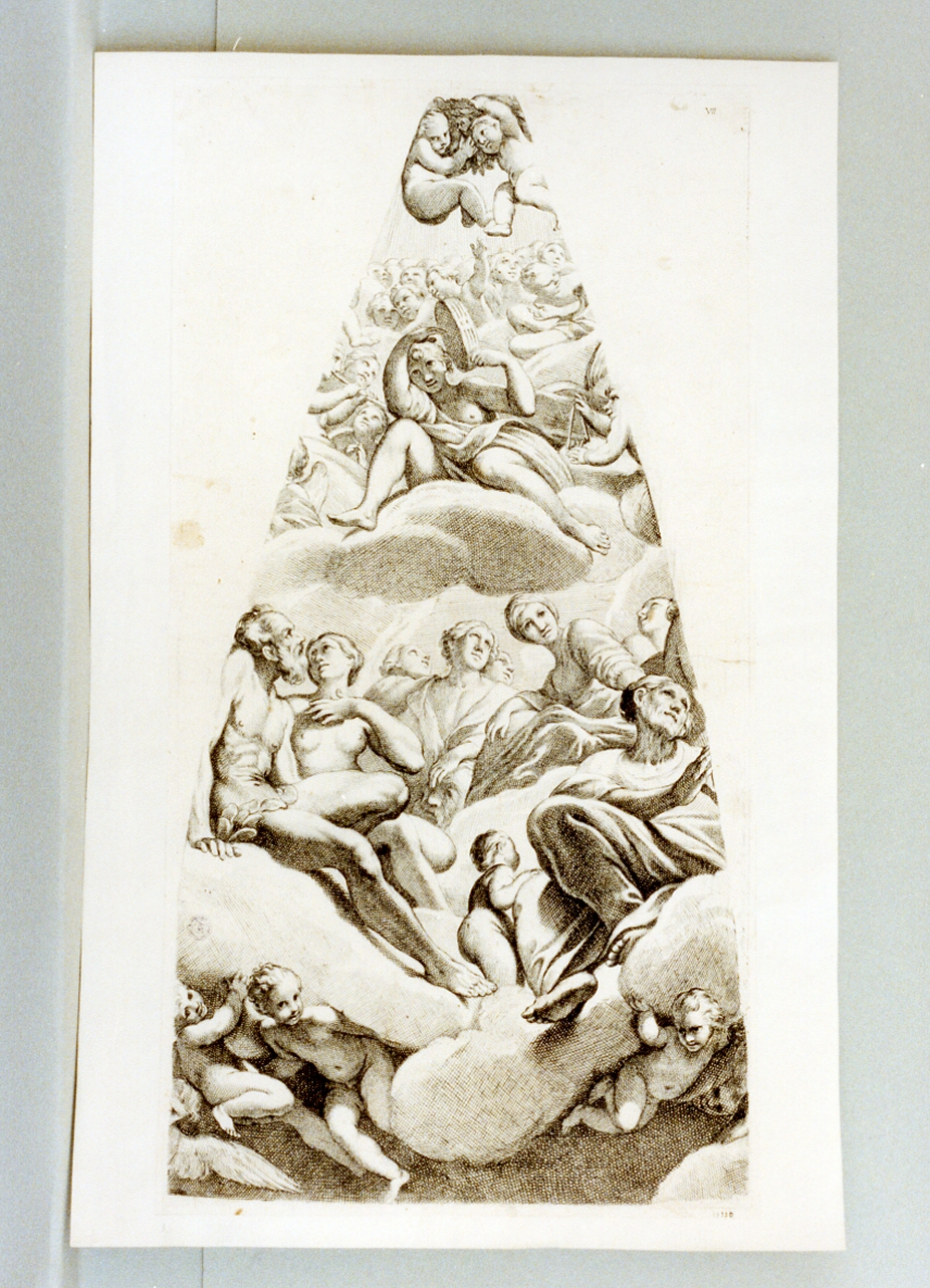 gloria di santi e angeli (stampa tagliata) di Lanfranco Giovanni (sec. XVII)