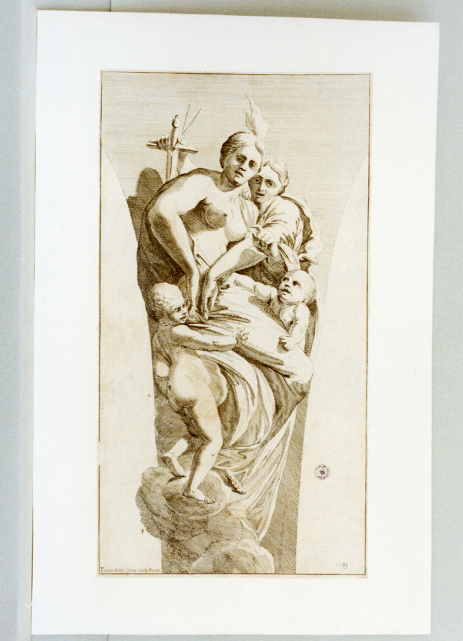 fortezza e temperanza (stampa) di Testa Giovanni Cesare, Testa Pietro detto Lucchesino (sec. XVII)
