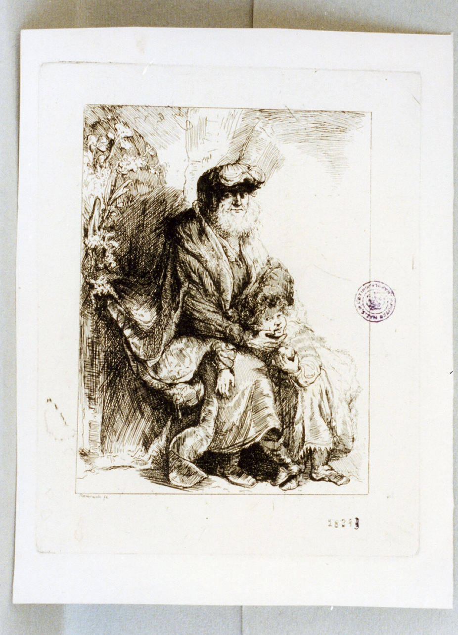 figura maschile (stampa tagliata) di Van Rijn Rembrandt Harmenszoon (sec. XVII)