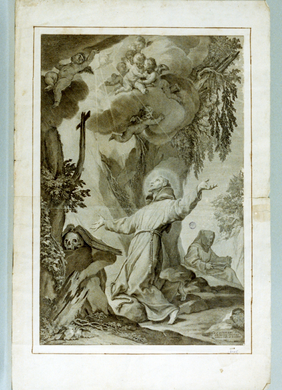 San Francesco d'Assisi riceve le stimmate (stampa) - ambito italiano (sec. XVIII)
