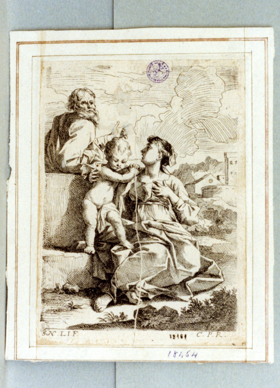 Sacra Famiglia (stampa tagliata) di Loir Nicolas Pierre (sec. XVII)