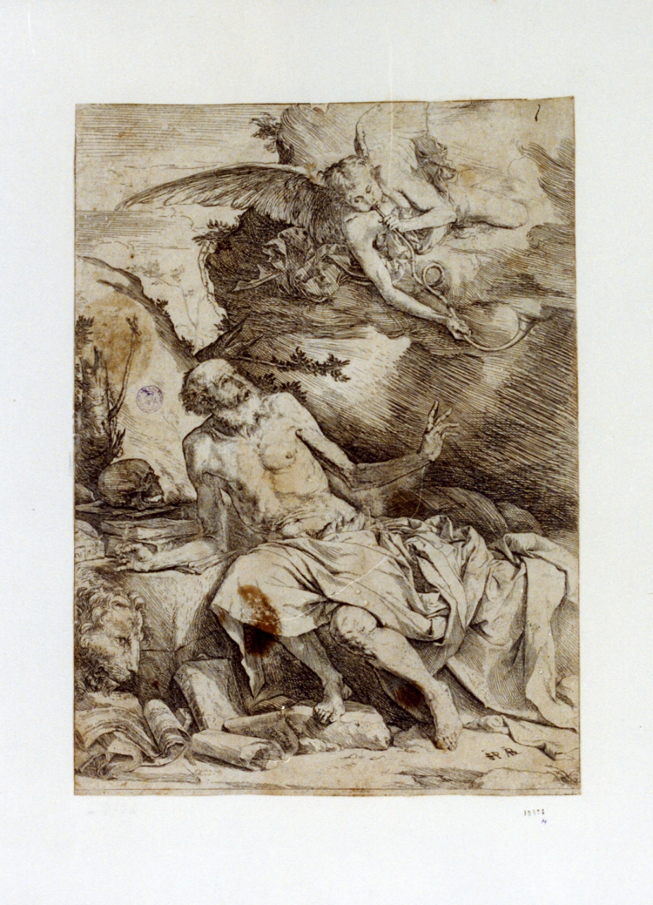San Girolamo fustigato dagli angeli in sogno (stampa) di De Ribera Jusepe detto Spagnoletto (sec. XVII)