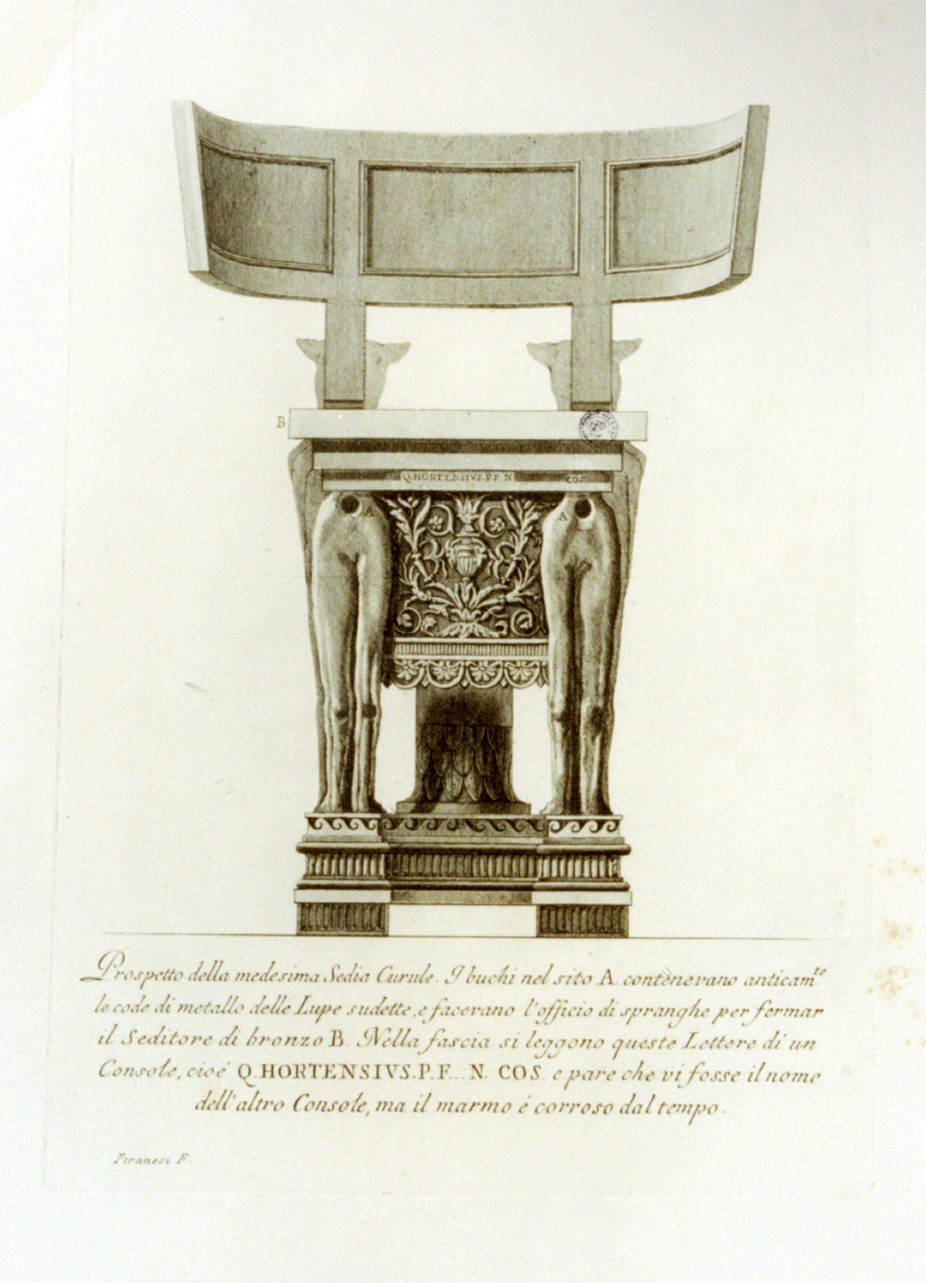 sedia curule (stampa) di Piranesi Giovanni Battista (sec. XVIII)