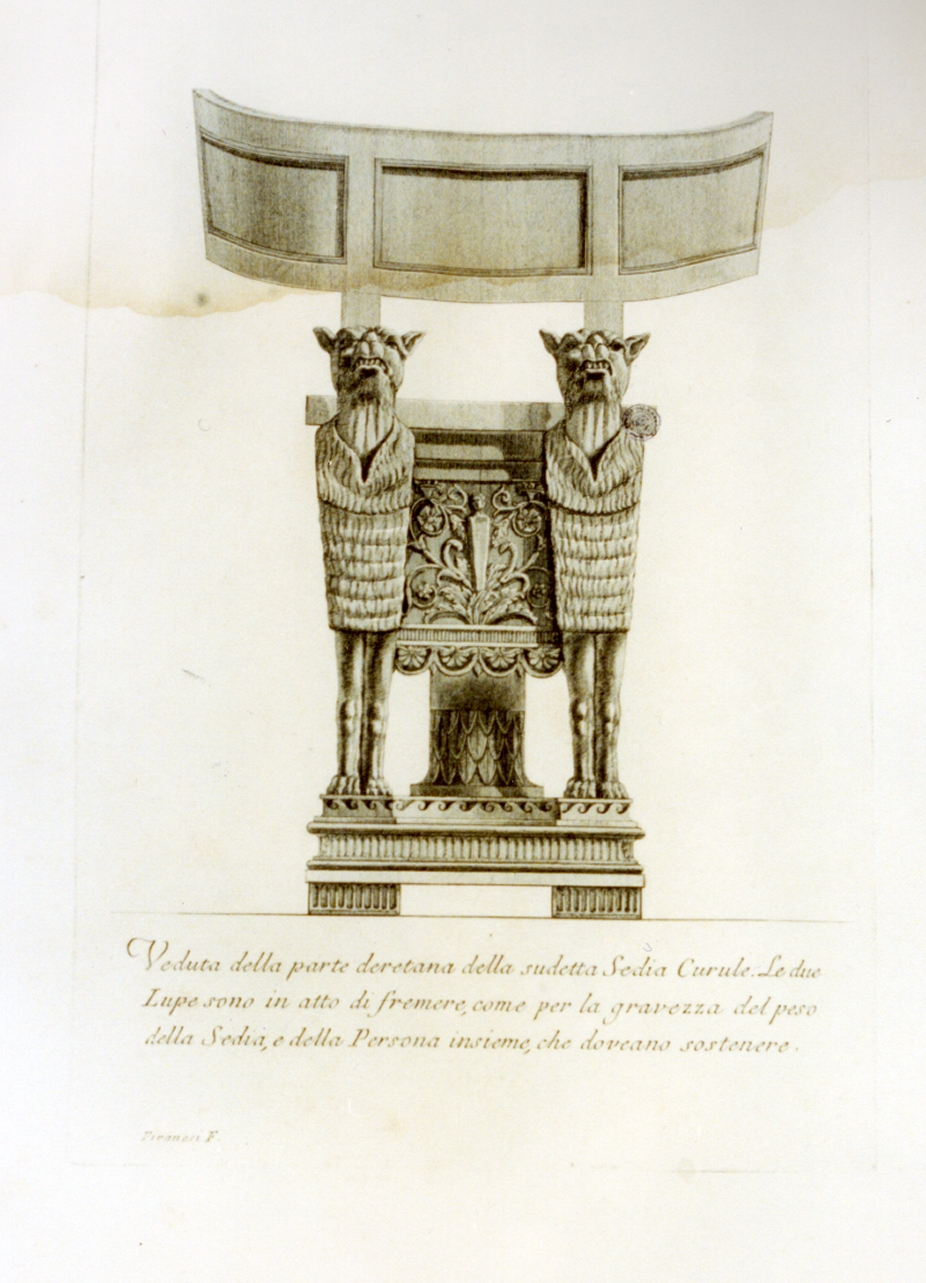 sedia curule (stampa) di Piranesi Giovanni Battista (sec. XVIII)