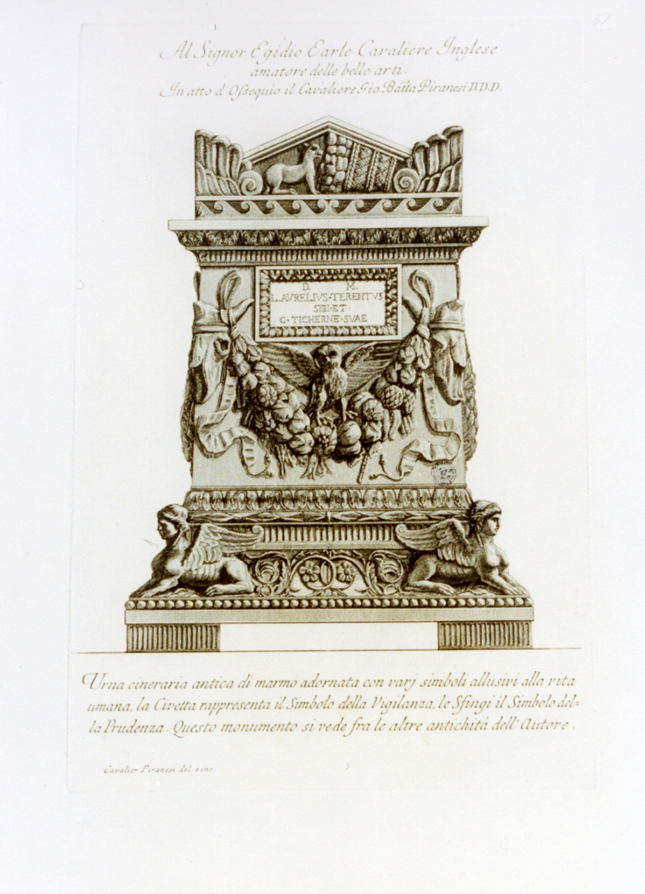 urna cineraria (stampa) di Piranesi Giovanni Battista (sec. XVIII)