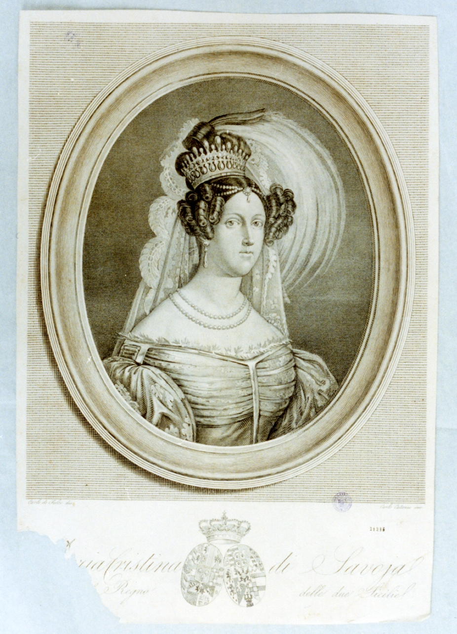 ritratto di donna (stampa) di De Falco Carlo, Cataneo Carlo (sec. XIX)