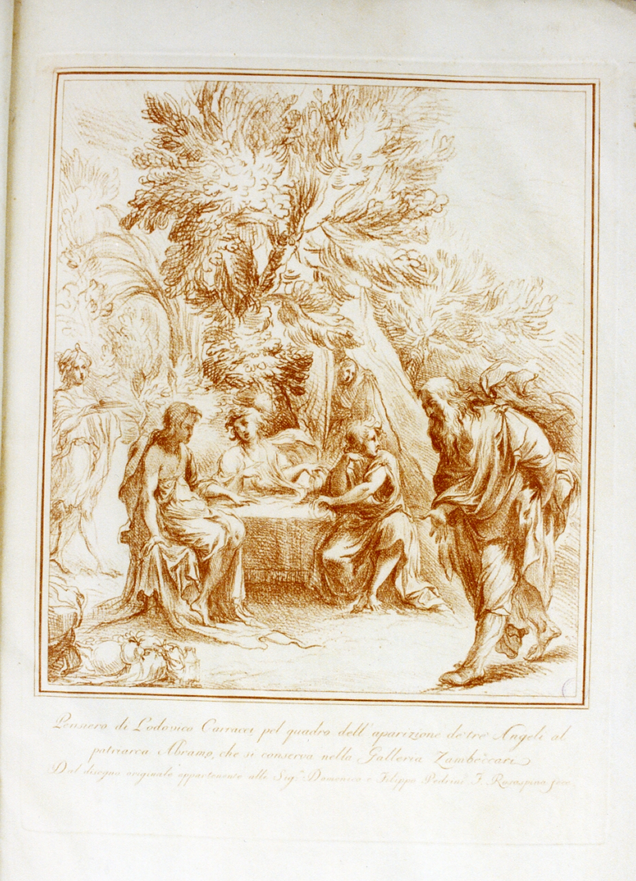 Abramo e i tre angeli (stampa a colori) di Rosaspina Francesco (secc. XVIII/ XIX)