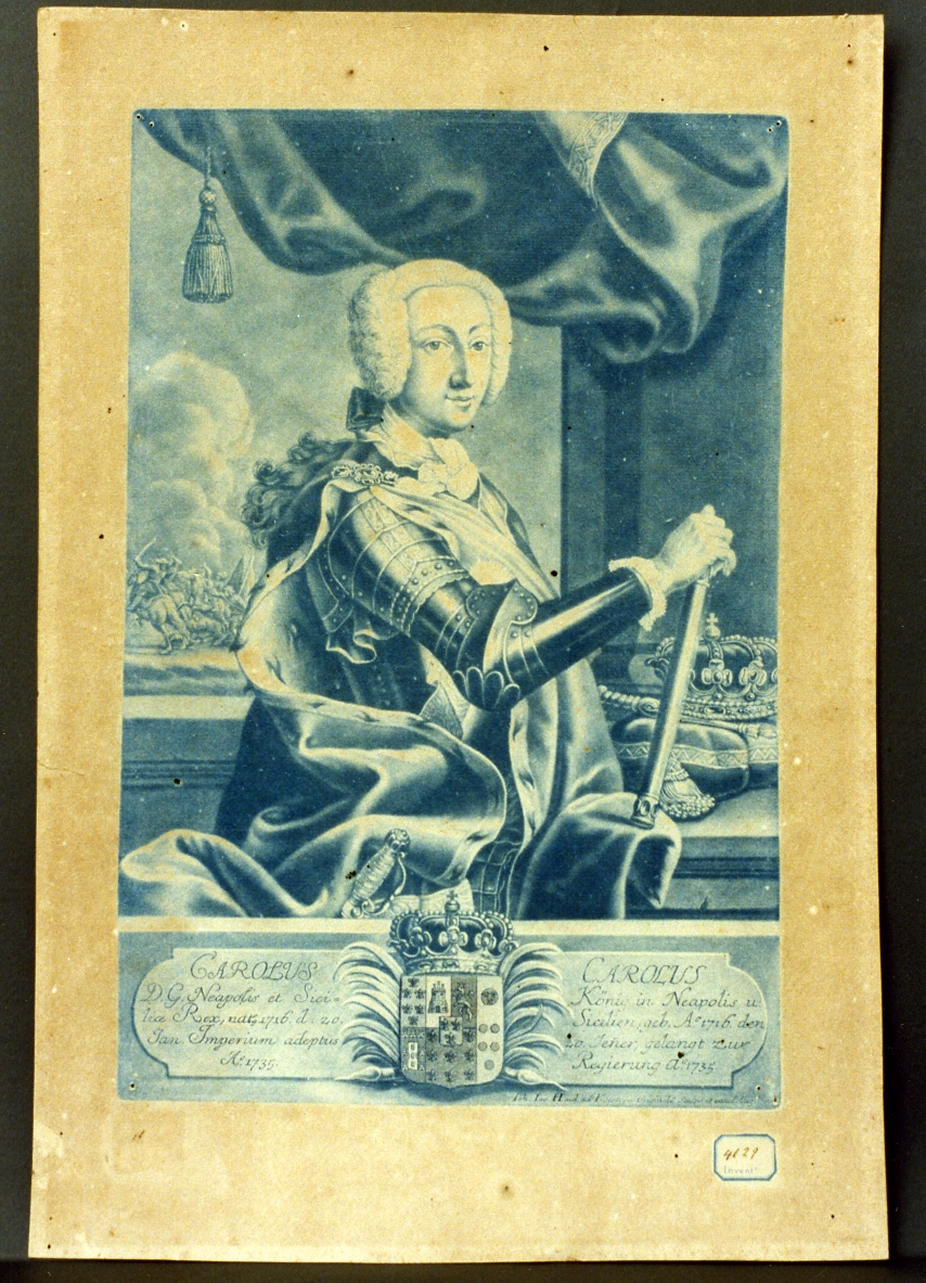 ritratto d'uomo (stampa a colori) di Haid Johann Jakob (sec. XVIII)