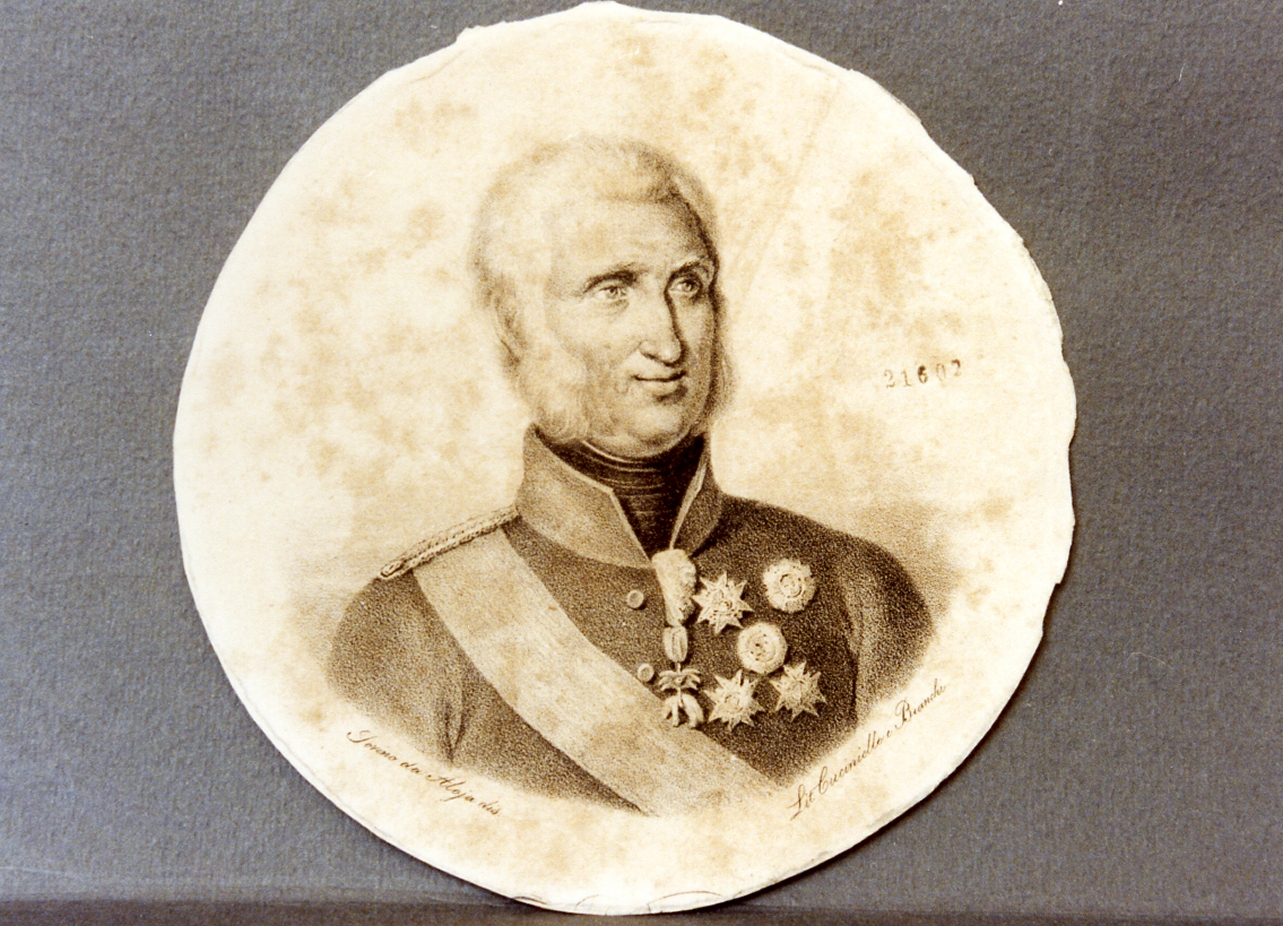 ritratto d'uomo (stampa tagliata) di Aloja Giuseppe, Forino Gioacchino (sec. XIX)