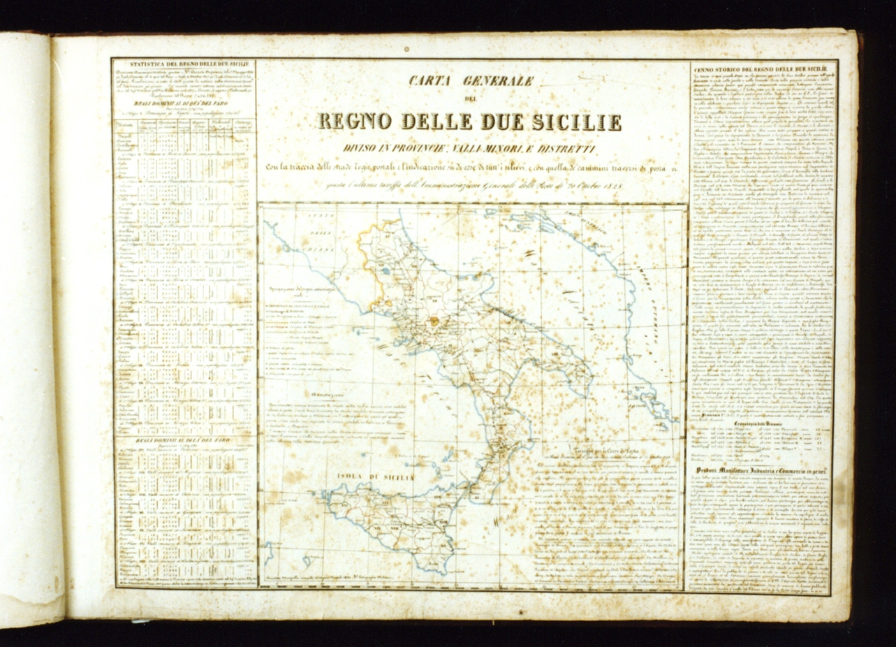 carta topografica del regno delle due sicilie (stampa a colori) di Marzolla Benedetto (sec. XIX)
