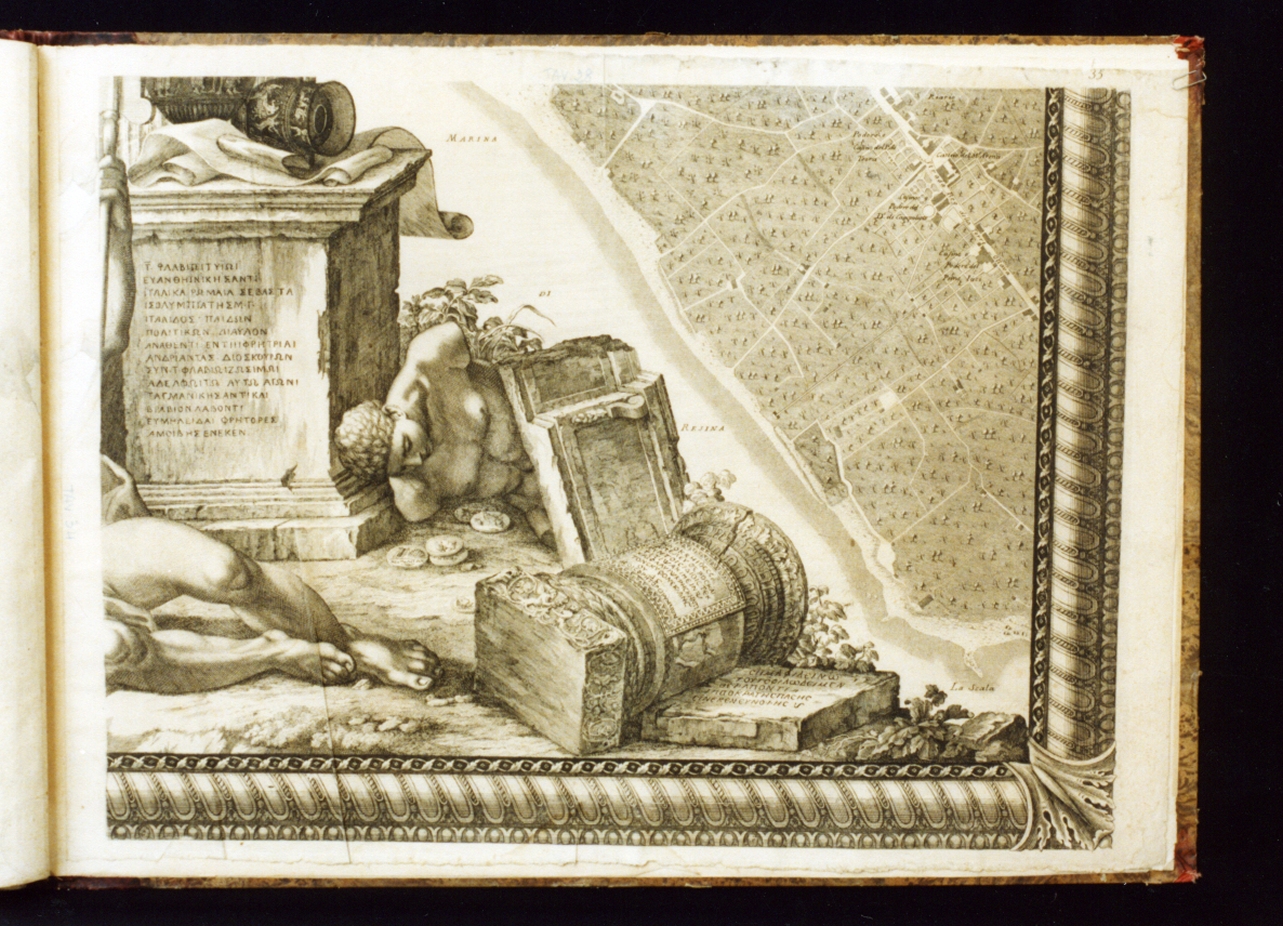 pianta topografica di Napoli con Resina (stampa) di Carafa Giovanni, Aloja Giuseppe, Carletti Nicolò, Lamarra Francesco, Campana Pietro (sec. XVIII)