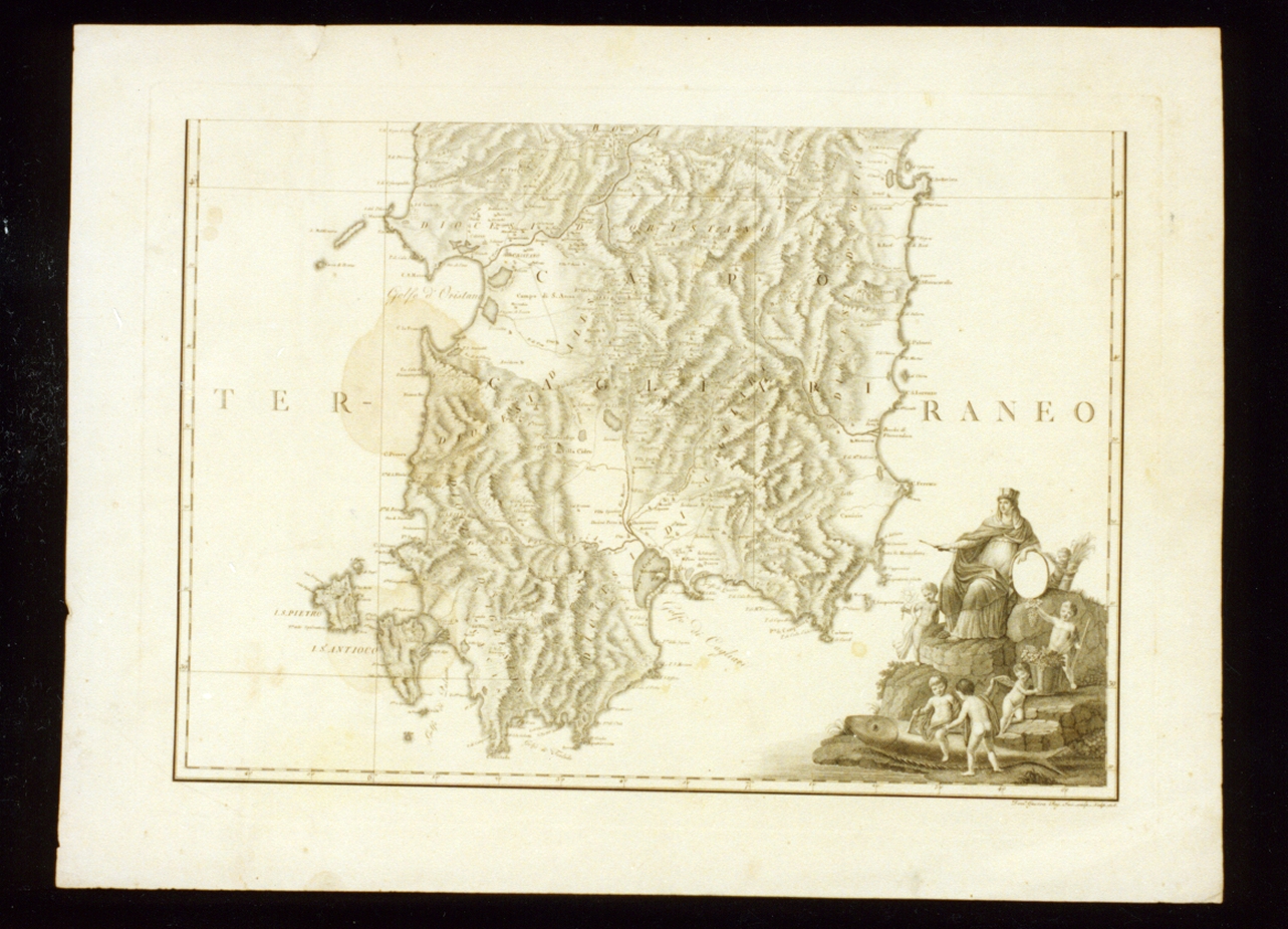 carta geografica della Sardegna: sud (stampa) di Rizzi Zannoni Giovanni (sec. XIX)