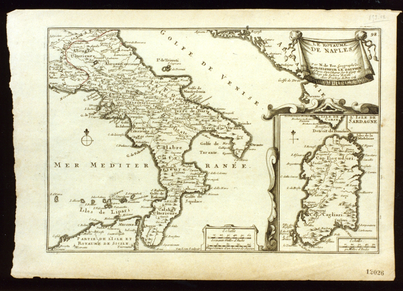 carta geografica del Regno di Napoli (stampa) di De Fer Nicolas (sec. XVIII)
