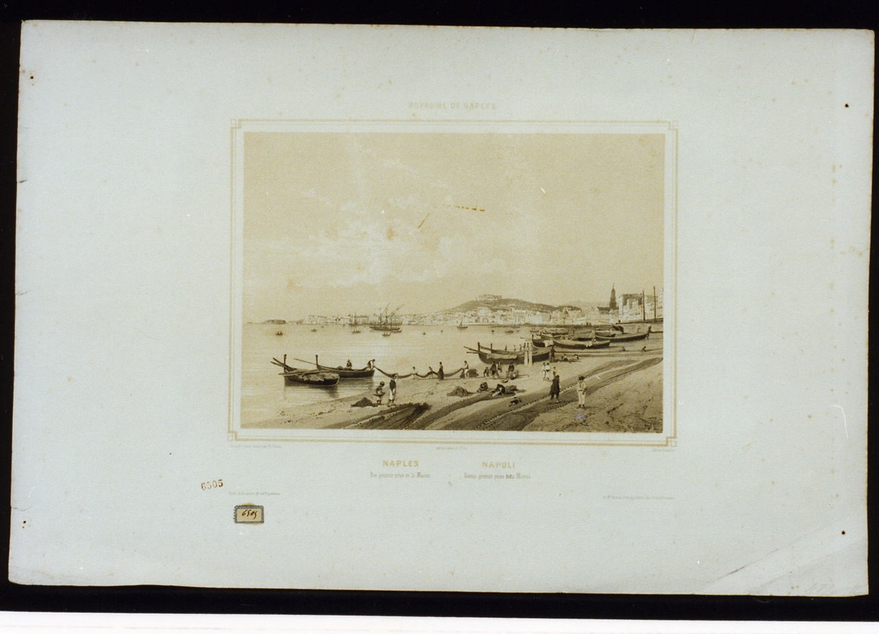 veduta di Napoli da oriente (stampa a colori) di Bachelier Charles Claude, Benoist Philippe (metà sec. XIX)
