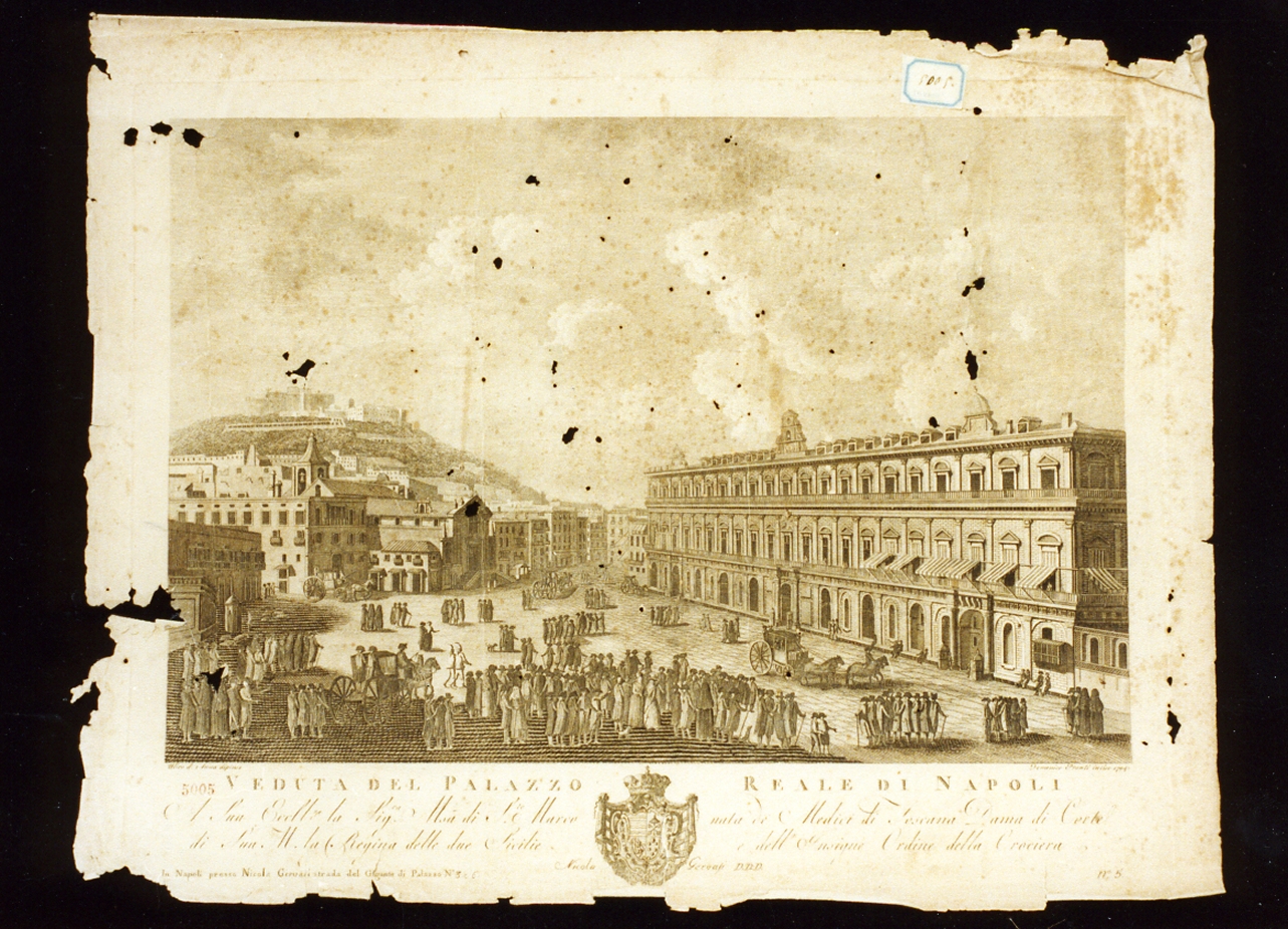 veduta di palazzo Reale (stampa) di Pronti Domenico (sec. XVIII)
