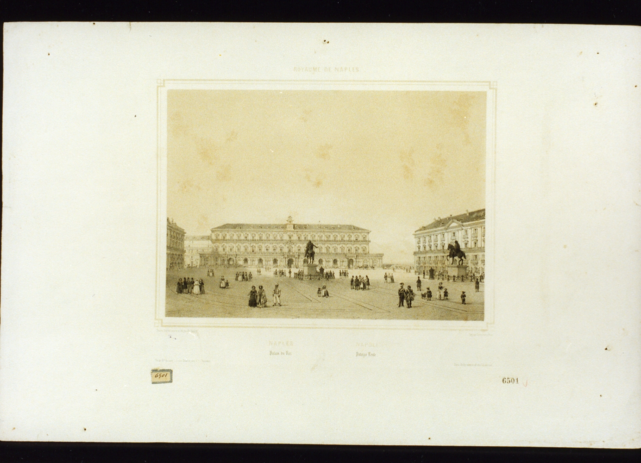 veduta del palazzo reale (stampa a colori) di Benoist Philippe (sec. XIX)